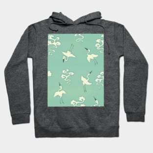 Motif of a Maebyeong (plum bottle) with cranes and clouds Hoodie